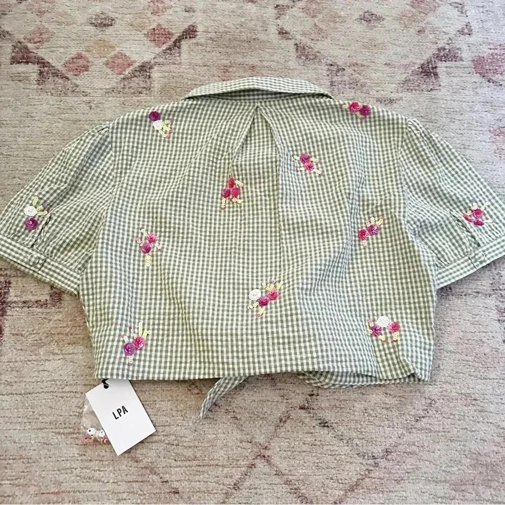 NWT LPA (Revolve)• Valerie Top Green Gingham Size Large - Picture 11 of 11